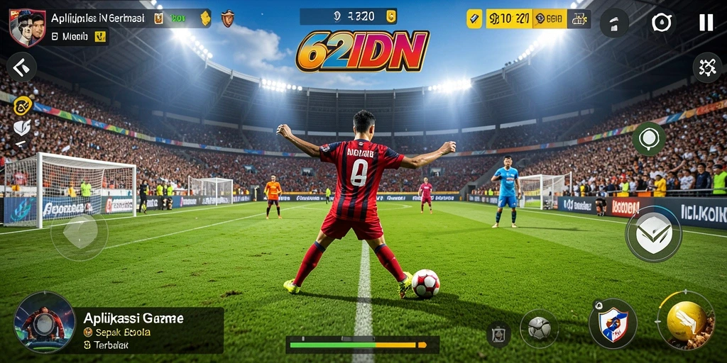 Tampilan menarik gameplay sepak bola yang seru.