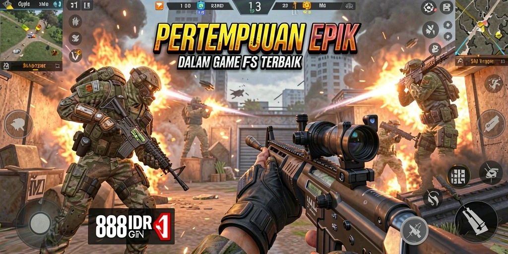 Screenshot gameplay 888IDR menampilkan aksi tembak-menembak yang mendebarkan.