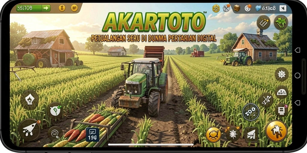 Tampilan gameplay <strong>AKARTOTO</strong> dengan berkebun dan mengelola lahan pertanian.