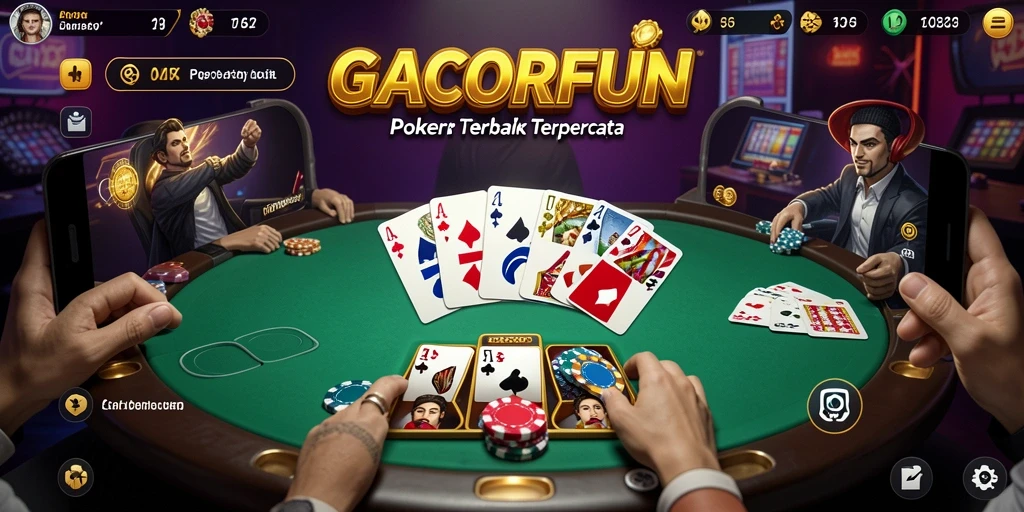 Tampilan screenshot GACORFUN dalam aksi permainan poker yang mendebarkan.