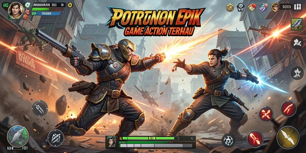 Screenshot gameplay H03 menampilkan pertempuran mendebarkan antara karakter yang tangguh.