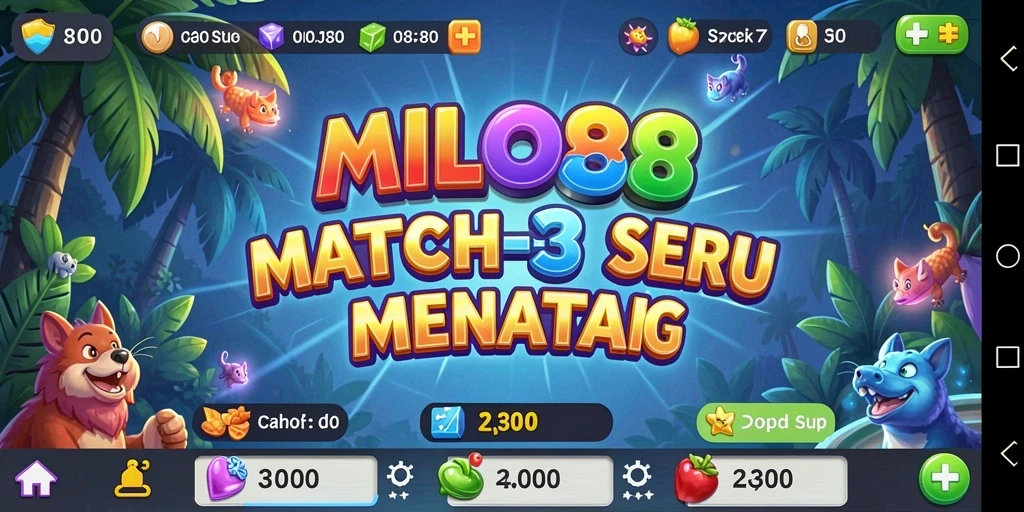 Tampilan gameplay seru dari MILO88 dengan tantangan Match-3.