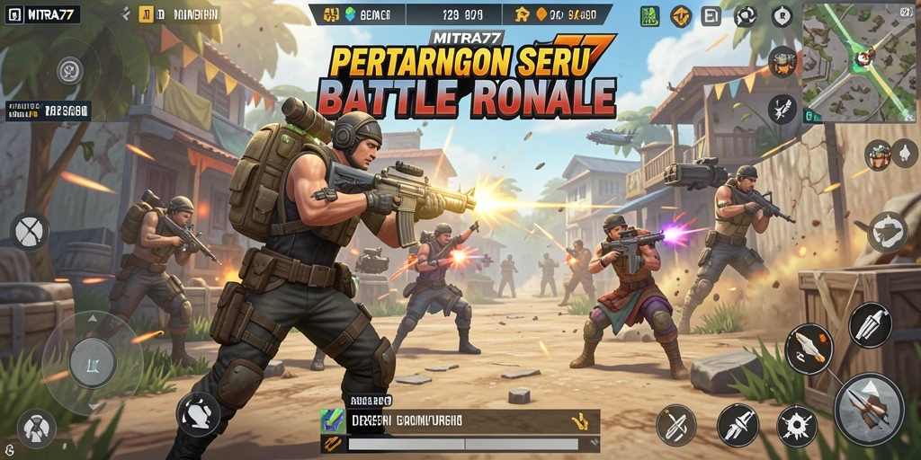 Tangkapan layar menampilkan aksi seru dalam gameplay Battle Royale.