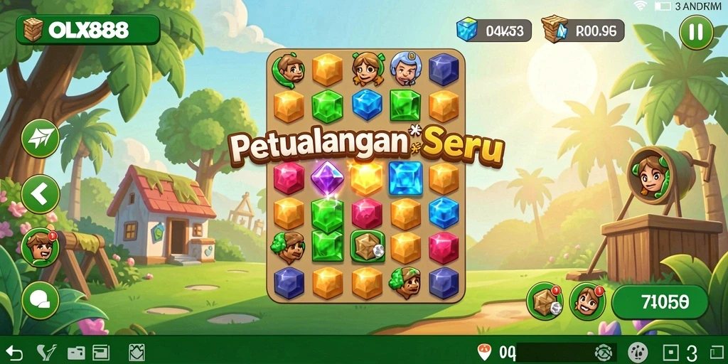 Screenshot gameplay OLX888 yang menampilkan aksi Match-3 seru.