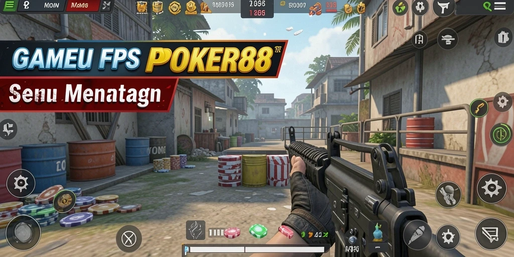 Screenshot gameplay POKER88 dengan aksi menembak yang mendebarkan.