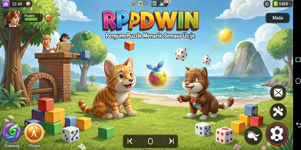 Screenshot gameplay RPIDWIN menampilkan puzzle yang penuh warna dan tantangan.