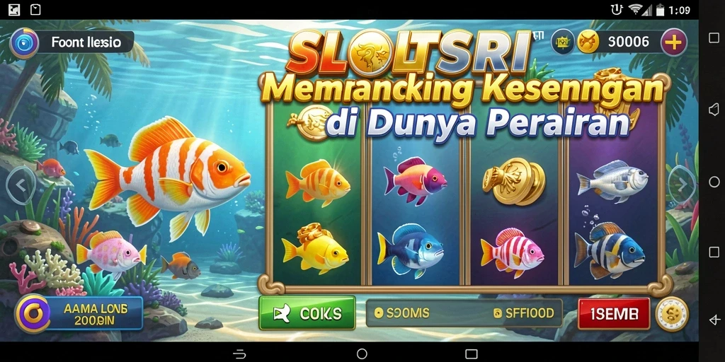Tampilan gameplay SLOTSRI yang menakjubkan dengan berbagai ikan.