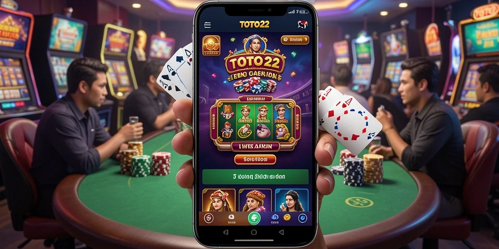 Screenshot gameplay TOTO22 menampilkan dealer profesional dan suasana kasino yang nyata.